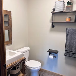 Industrial style Bathroom toilet paper holder,  Rustic bathroom toilet paper holder . Unique toilet paper shelf - pipe bathroom holder