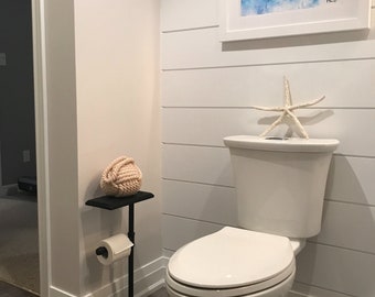 Porte-papier hygiénique à base plate avec étagère, porte-papier hygiénique à tuyau, porte-papier hygiénique rustique - décoration de salle de bain