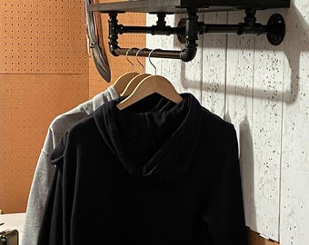 Industrial Pipe Clothes Rack with Shelf – Retro Coat Rack