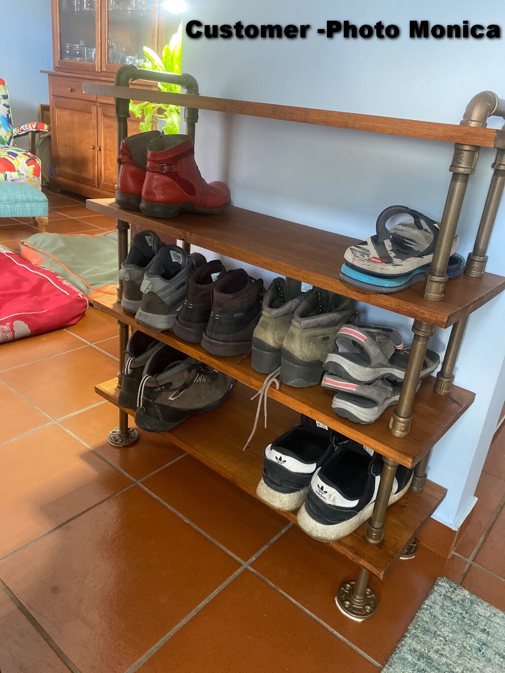 industrial shoe rack on 4 Shelf Industrial Style Shoe Rustic Shoe Rack Rustic Display Rack