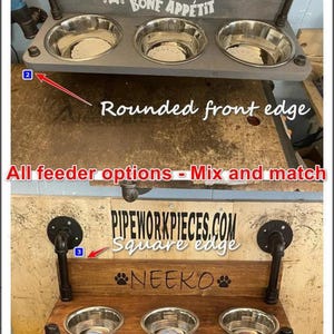 Elevated Dog Feeder with Water Bin, Large Wood Stand, Stainless Steel Bowls