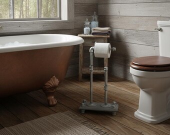 Rustic Industrial Toilet Paper Stand: Mini 4-Roll Storage