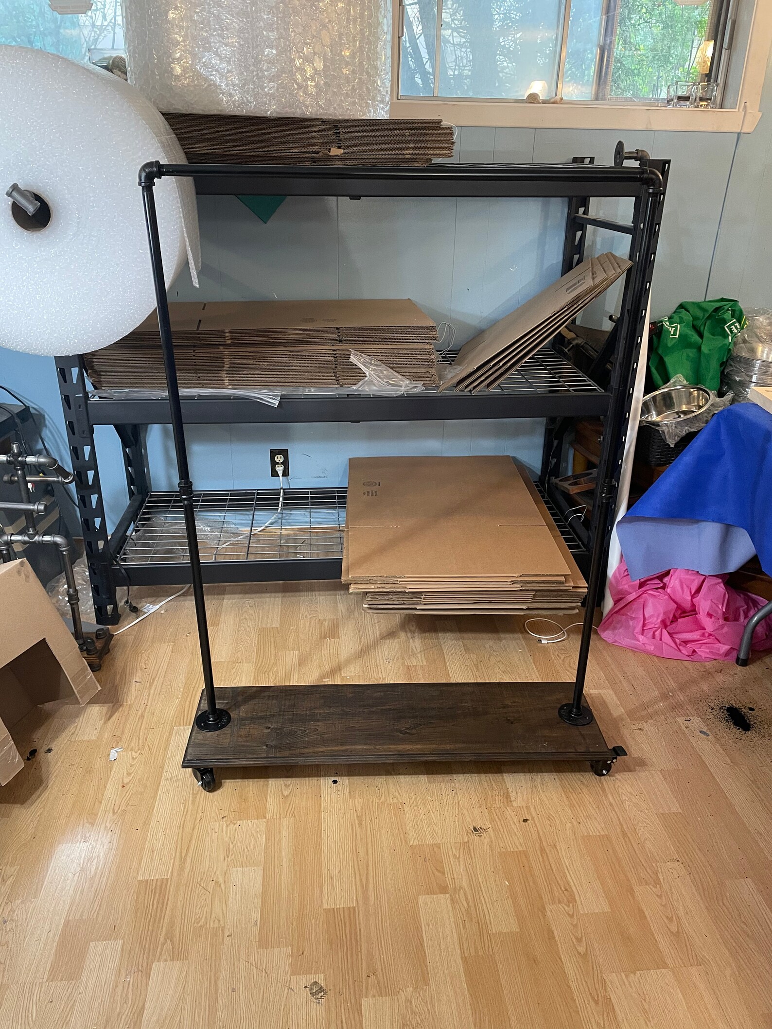 Rolling Garment Rack Garment Rack Industrial Style Clothes Etsy