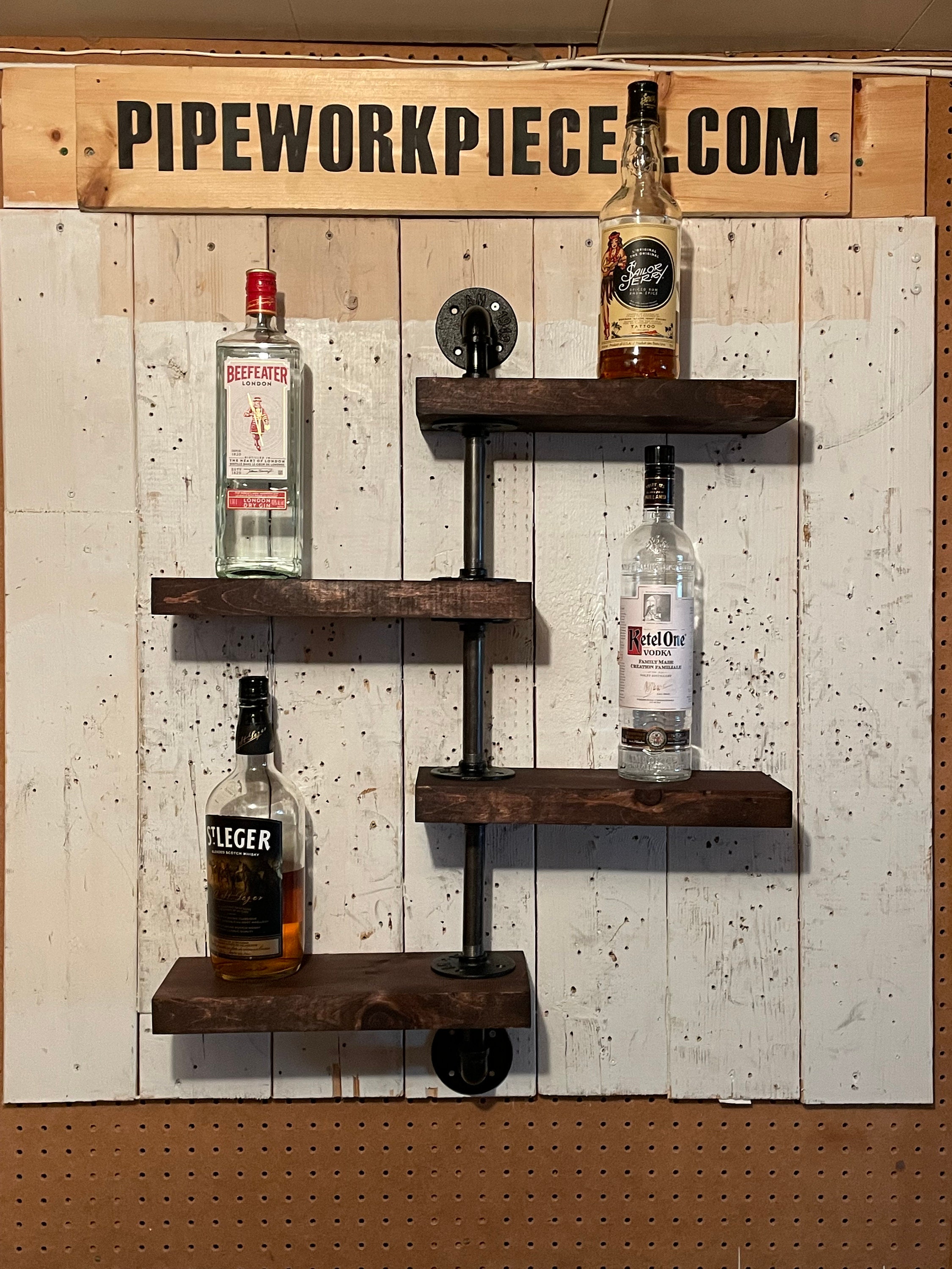 4 Tier industrial style bar shelf pipe bar shelf retro bar Etsy