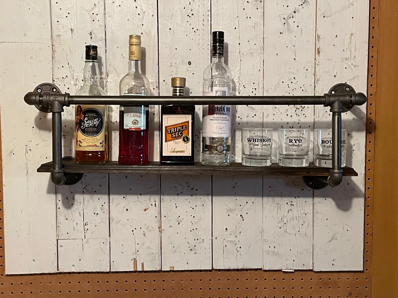 Industrial Style Bar Shelf Pipe Bar Shelf Retro Bar Shelf Etsy