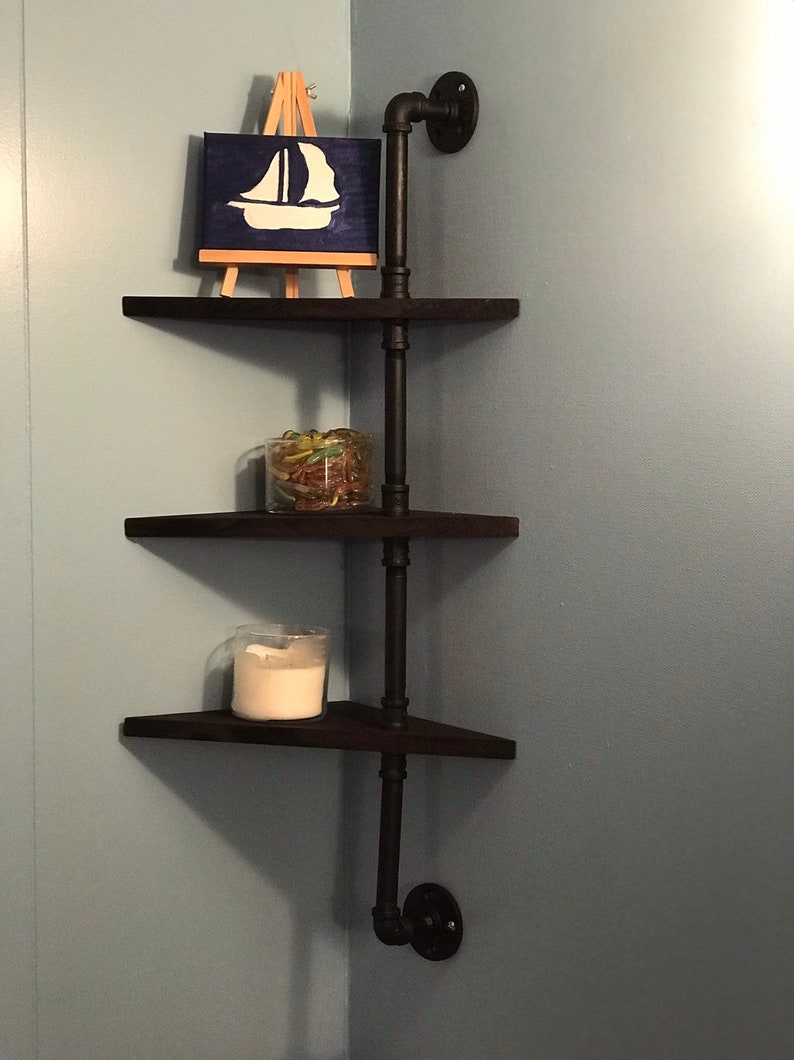 industrial style corner shelf -corner pipe shelf -corner pipe shelves - .....