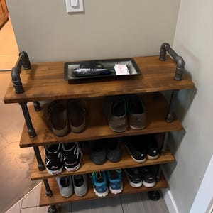 Industrial Style Shoe Rack - Entryway Bench & Organizer, Boot Storage with Free Polycoat Finish, Modern Home Decor