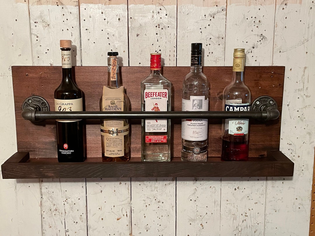 Rustic Bar Shelf Pipe Bar Shelf Retro Bar Shelf Bar Rack Scotch Shelf