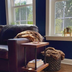 Handmade Rustic Wood End Table: Farmhouse Decor, Customizable Height