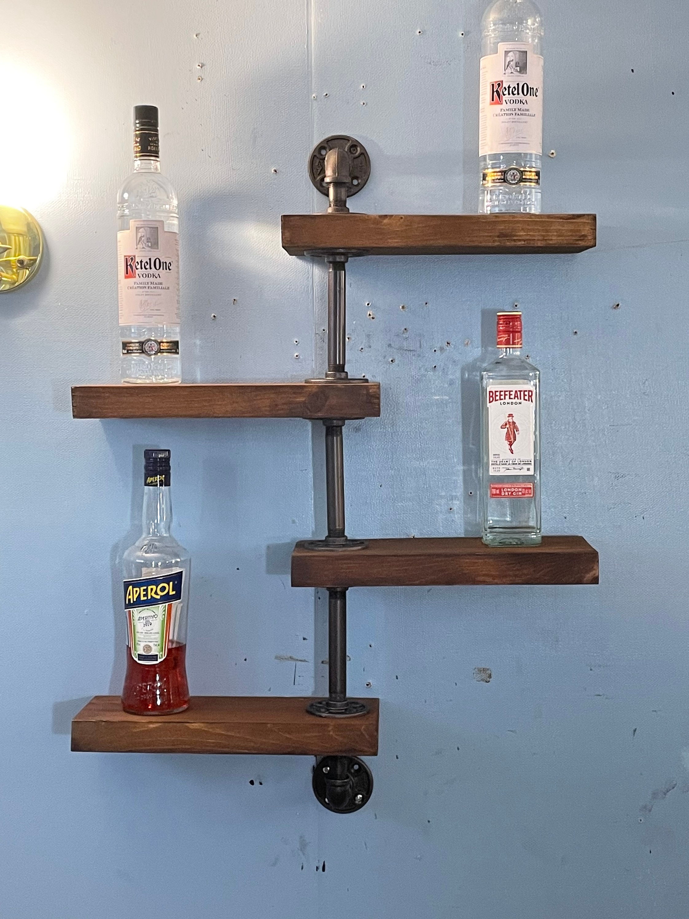 4 Tier Industrial Style Bar Shelf Pipe Bar Shelf Retro Bar Etsy