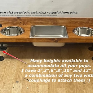 Elevated Dog Feeder with Water Bin, Large Wood Stand, Stainless Steel Bowls