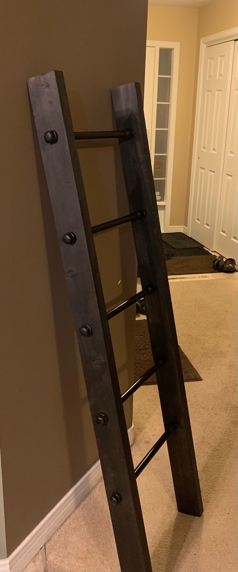 Blanket Ladder Industrial Style Pipe and Wood Blanket Ladder Etsy