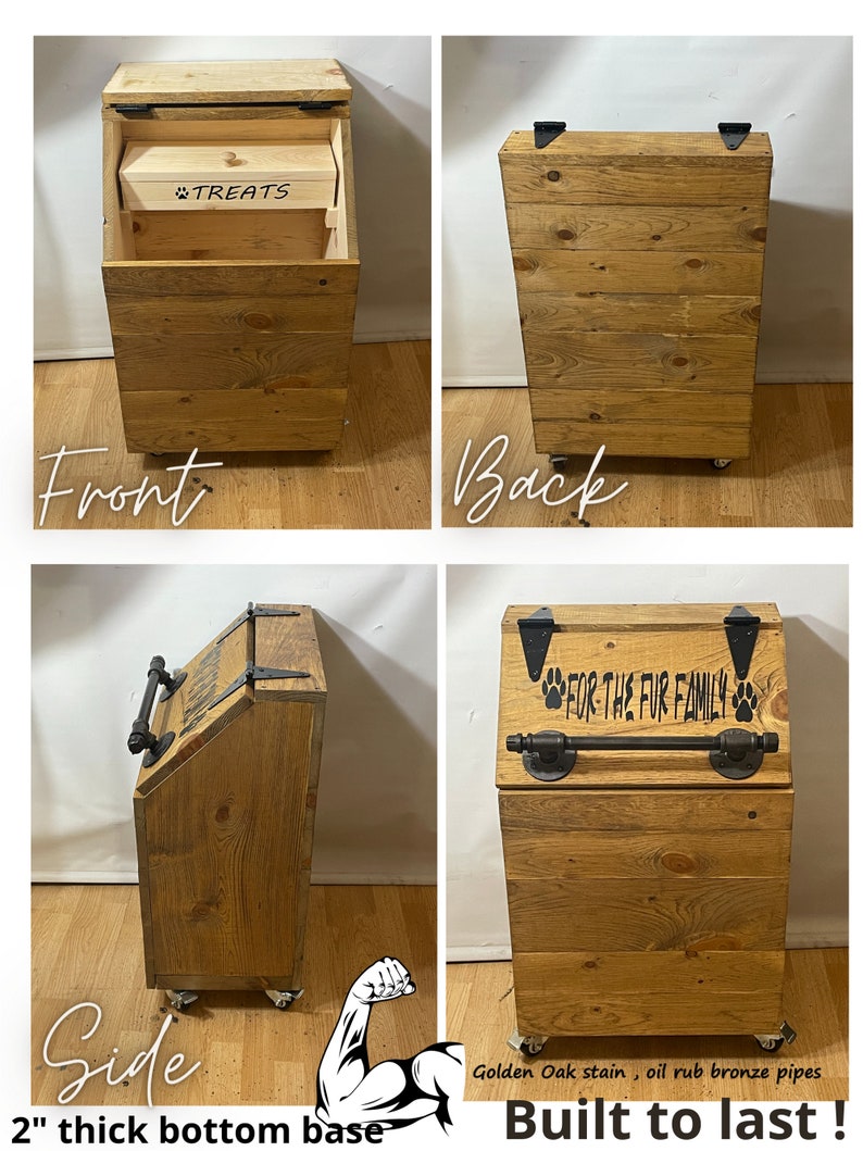 XLARGE Wooden Dog Food Storage Container HOLDS 40LB BAGS Etsy