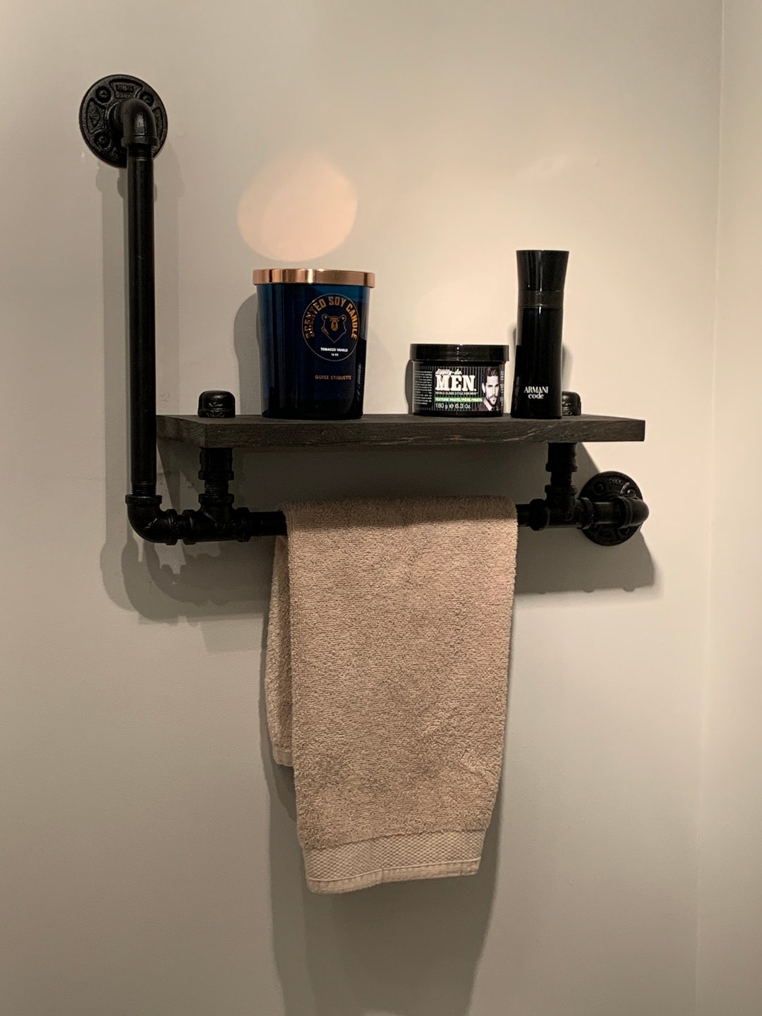 Towel rack with shelf Industrial look towel rack industrial style towel