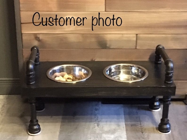 Rustic Raised dog bowl feeder Retro elevated dog bowls Etsy