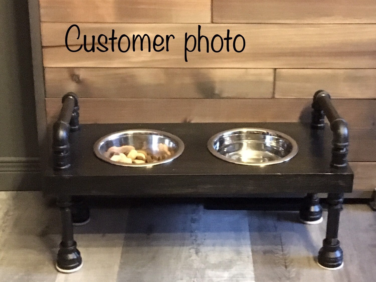 Elevated dog bowl stand with storage shelves 2 bowls included – Rustic  Pallet Products