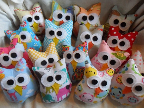 Plush Owl Party Favors Ten Fabric Owl Favors Birthday Party Etsy