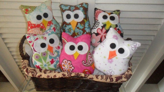 Owl Party Favors Six Floral Plush Owls Party Favors Birthday Etsy