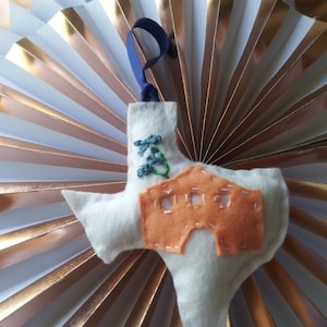 Texas Ornament  Felt  Alamo Christmas Ornament  Felt State of Texas  Ornament   Bluebonnet Ornament Personalized with year or name