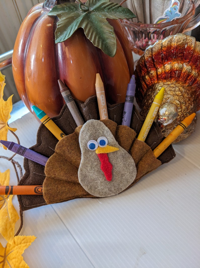 Thanksgiving Turkey WITH Crayons Thanksgiving Decorations, Thanksgiving
