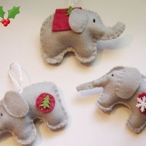 Elephant Felt Christmas  Ornaments Set Christmas Gift Tags Circus Christmas Animal Christmas