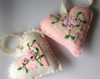 Embroidered Pink  Mother's day Ornaments: Romantic Floral Decor (Set of 2)