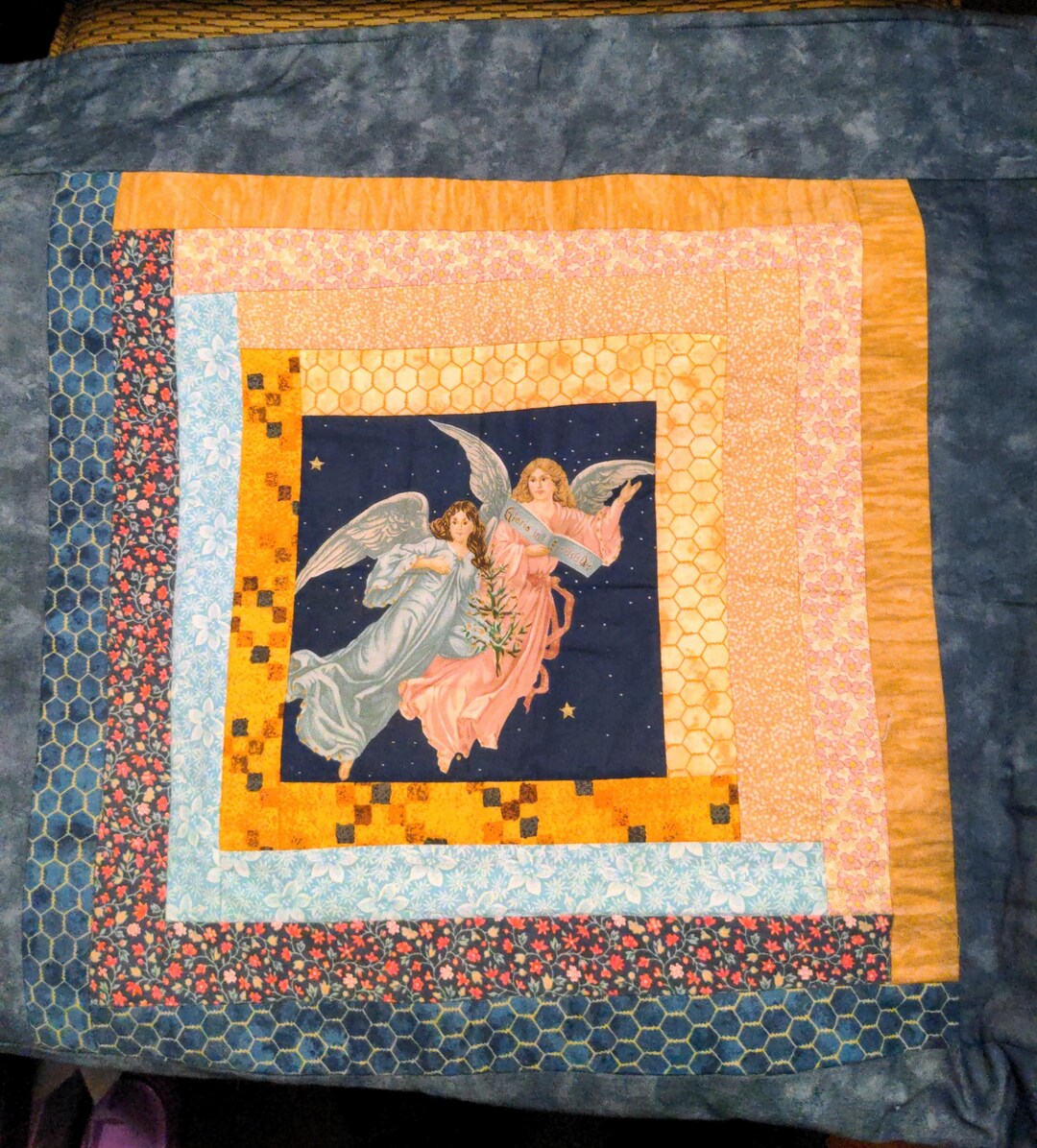 Handmade Quilted Table Runner: Angel & Star Log Cabin Design - Etsy