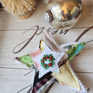 Vintage Quilt Christmas Star Ornament: Upcycled Patchwork Decoration