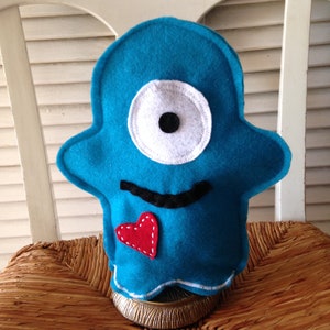 Blue Monster Hand Puppet Ugly Doll  Child's Puppet Birthday Gift Easter Basket Filler