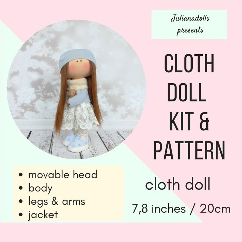 Cloth Doll Sewing Kit Cloth Doll Kit Rag Doll Kit Textile Doll Etsy