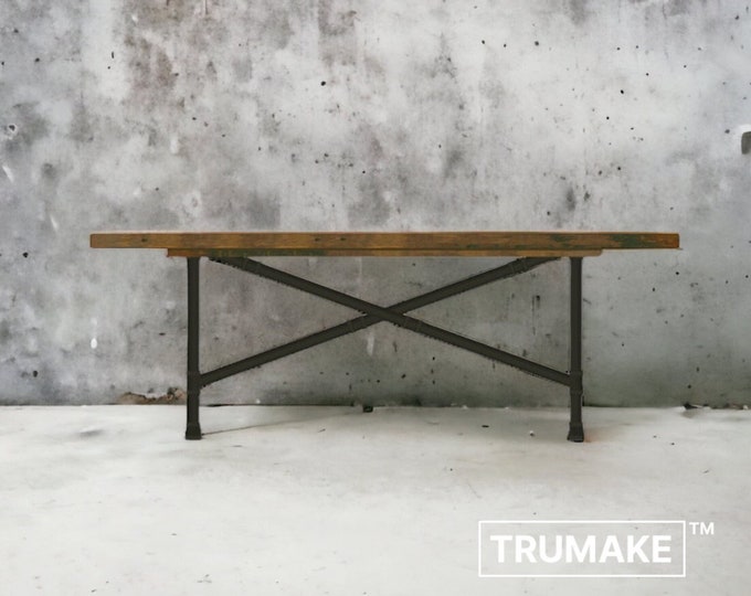 X-Pipe Dining Table Rustic Wood & Pipe Table, Trestle Table, Farmhouse Table Dining Table, Industrial Style, Urban Wood Table, Harvest Table