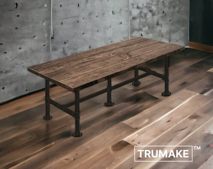 Rustic Industrial Table | Modern Farmhouse Table, Reclaimed Wood Table | Harvest Dining Tables | Gathering Table | Table with Pipe Legs