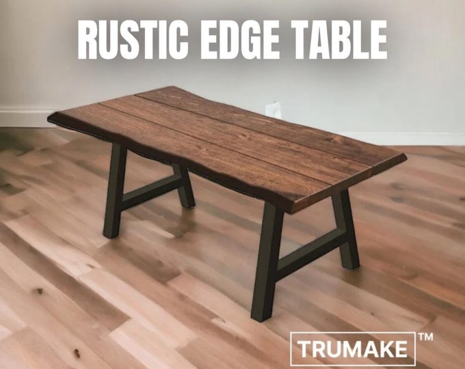 RUSTIC EDGE TABLE, Rough Edge Dining Table, Harvest Table, Solid Wood and Steel Industrial Table, Handcrafted Kitchen Tables, Modern Tables