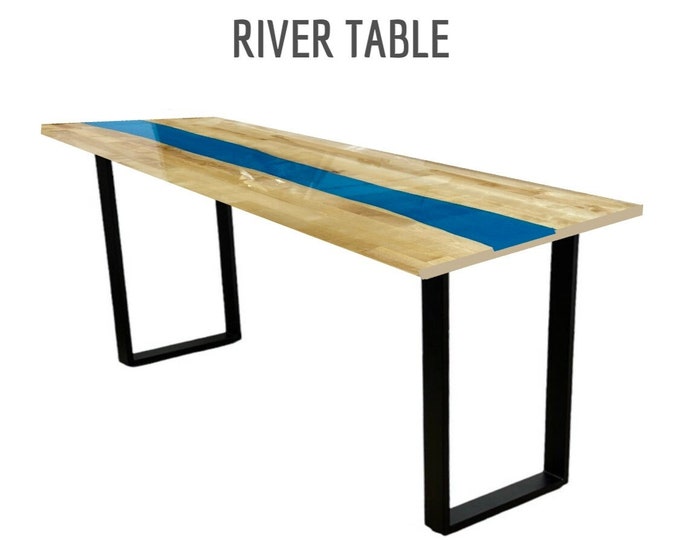 RIVER TABLE | Blue Epoxy River Table | Dining Table | Resin Table | USA