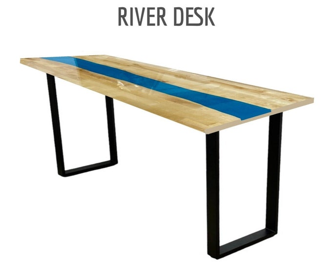 RIVER DESK | Blue Epoxy River Desk | Resin Desk | USA