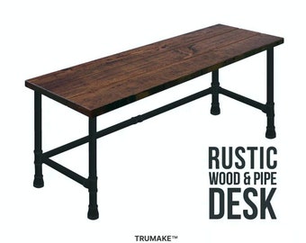 Industrial Wood Desk. Steel Pipe Leg Desk. Office Desk. Modern Farmhouse Desk. Rustic Desk. Industrial Style. Custom Made. FREE SHIPPING!