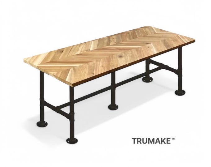 Chevron Bar Table | Counter Height or Bar Table. Bar Table Pub Table. Modern Industrial Bar Table Chevron Style Wood and Pipe Leg Table