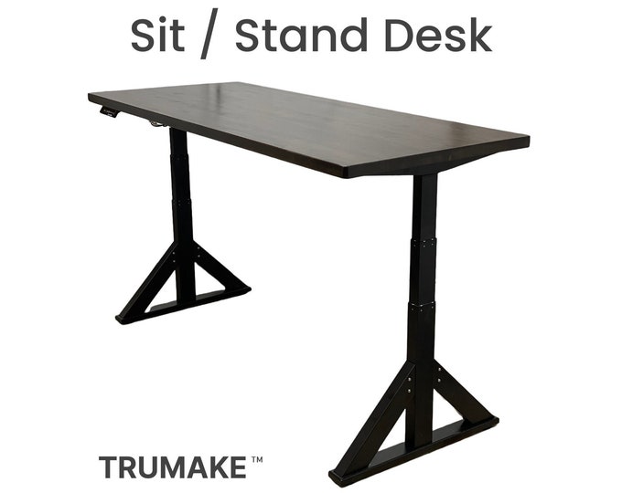 Sit Stand Desk | Power Adjustable Height Desk | Adjustable height Table | Butcher Block Top | Solid Wood | FREE SHIPPING!