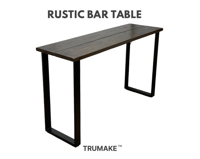 RUSTIC BAR TABLE | Beautiful solid wood and steel bar table | Bar height table | Modern Pub Table | Square Leg Table | Handcrafted Tables
