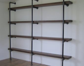 Industrial Wall Shelving Unit. Book Shelf. Shelving Unit. Rustic Wood Shelf. Pantry Shelving. Home Office Shelving Wood Shelf. FREE SHIPPING