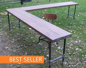 L-Shaped Desk. Industrial L Desk. L-Desk. Corner Desk. Home Office Desk. Rustic Wood Pipe Desk. Farmhouse Desk. Computer Desk. FREE SHIPPING