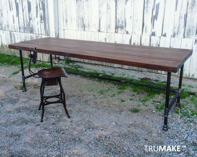 Industrial Desk. Steel Pipe Leg Wood Desk. Office Desk. Modern Farmhouse Desk. Rustic Desk. Industrial Style Desk. Thick Top. Custom Made