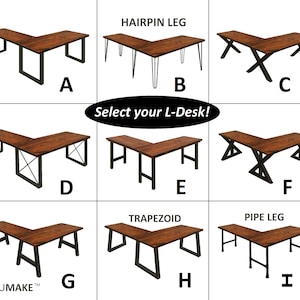 L-Shaped Desk Wood Steel L-Desk, Home Office Desk, Rustic Corner Desk, Farmhouse Desks, Modern Industrial Desk, Urban Desk, Computer Desk