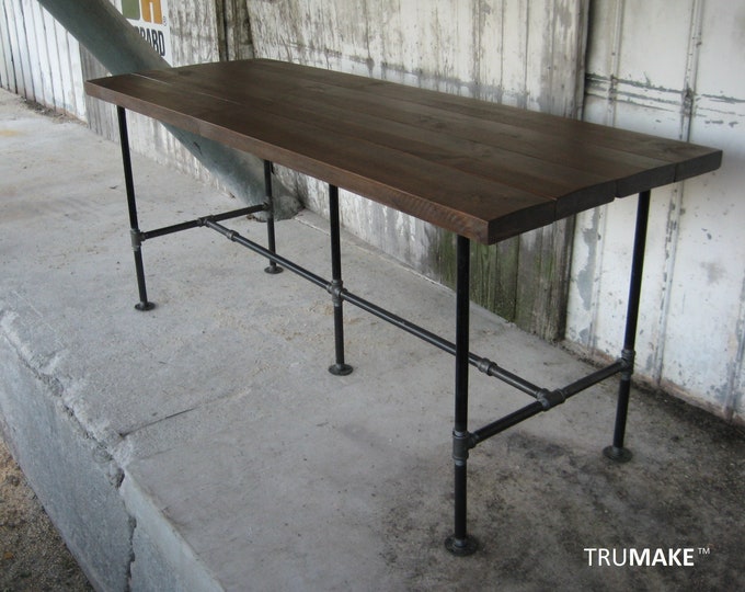 Industrial Bar Table. Industrial Urban Bar Table. Pub Table. Rustic Bar Table. Pipe Table. Thick Wood with Steel Pipe Legs. FREE SHIPPING!