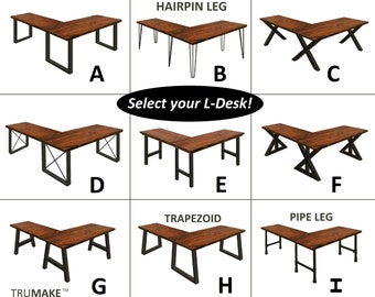 L-Shaped Desk Wood Steel L-Desk, Home Office Desk, Rustic Corner Desk, Farmhouse Desks, Modern Industrial Desk, Urban Desk, Computer Desk