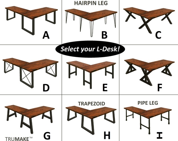 L-Shaped Desk, Wood Steel L-Desk, Home Office Desk, Rustic Corner Desk, Farmhouse Desks, Modern Industrial Desk, Urban Desk, Computer Desk