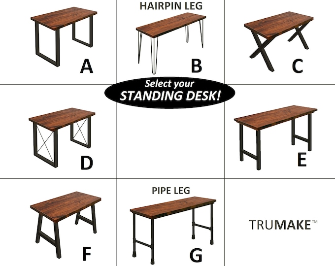 Standing Desk. Rustic Standing Height Desk. Solid Wood and Steel Standing Desk. Tall Desk. Modern Industrial Standing Desk. FREE SHIPPING!