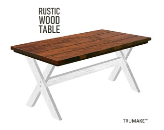 FARMHOUSE TABLE, X-Leg Style Table, Wood Dining Table with White Legs, X-Leg Style Rustic Table, Modern Farmhouse Chic Tables, Free Shipping