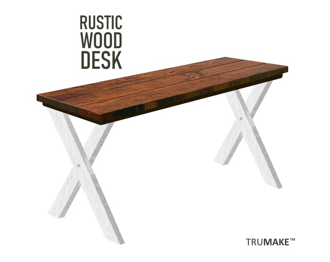 FARMHOUSE DESK, X-Leg Style Desk, Wood Desk with White Legs, X-Leg Style Rustic Desk, Modern Farmhouse Office, Computer Desk, Chic Desks