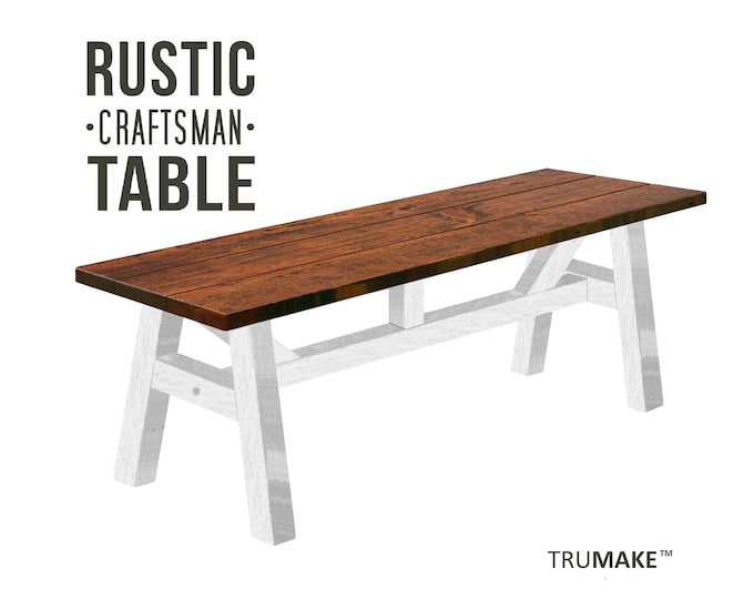 Rustic Craftsman Dining Table, Trestle Table, Wood Dining Table, Farm Table, Harvest Table, Kitchen Table, Modern Farmhouse, Chic Tables